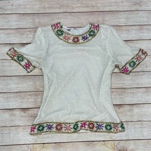 Laurence Kazar Beaded Blouse